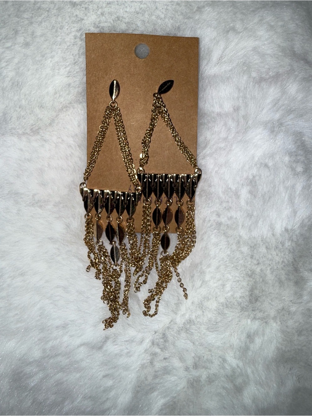 Vintage Gold Tassel Fringe Earrings - Shiny Gold Tone